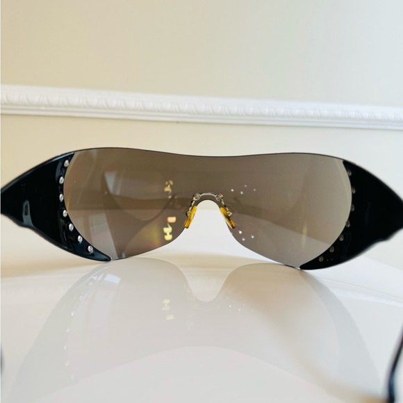 NWT🖤 VINTAGE DIOR Ski OVERSIZE BLACK RIMLESS SUNGLASSES - Picture 7 of 11